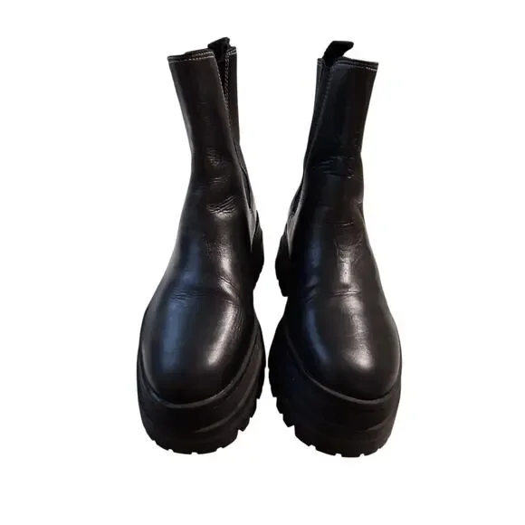 Marc Fisher Womens size 9 Pauline Chelsea Gothic Platform Chunky Leather Boots - Picture 3 of 12
